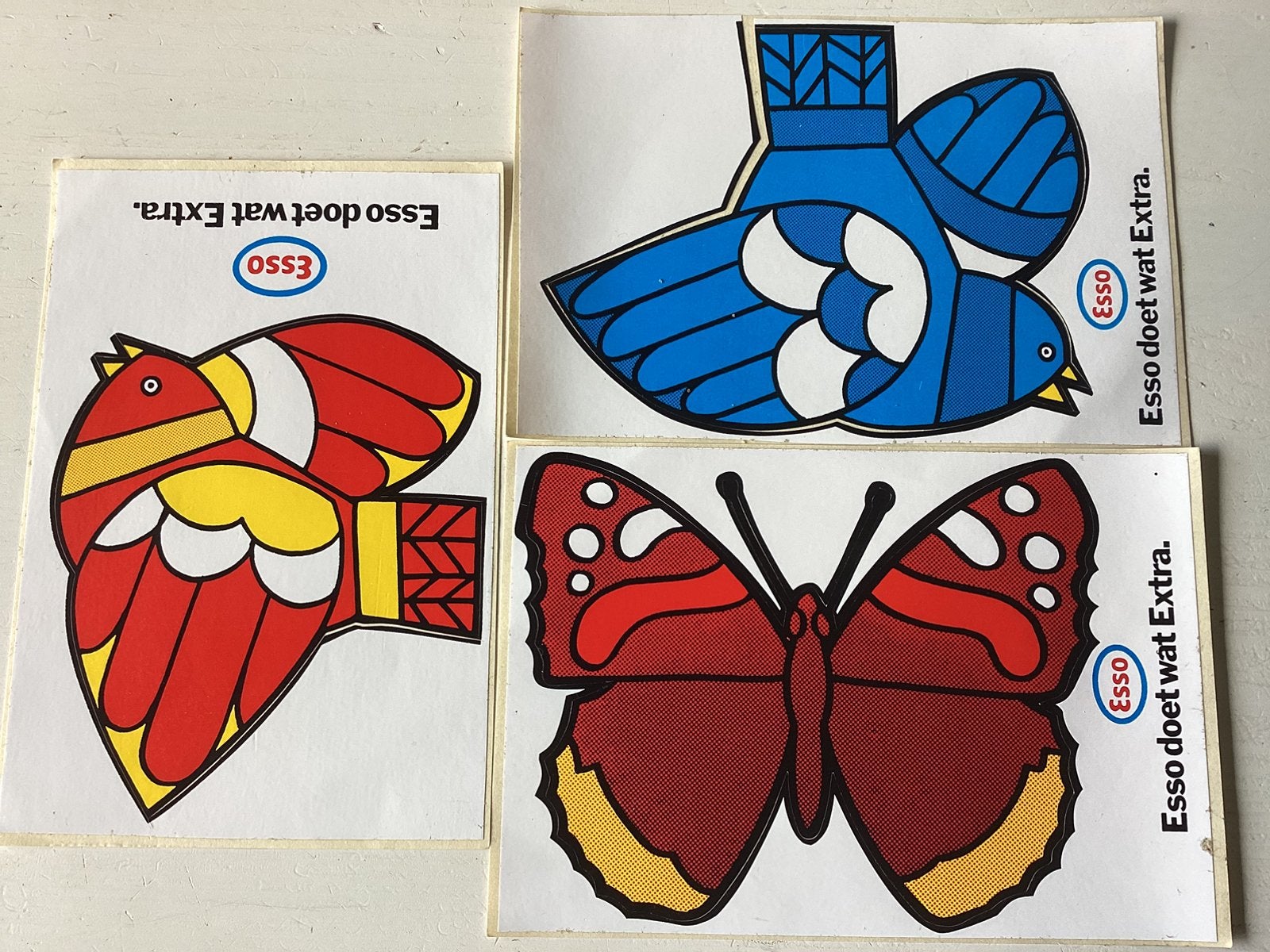 3 stickers ESSO (vogels/vlinder), Verzenden, Zo goed als nieuw, Merk