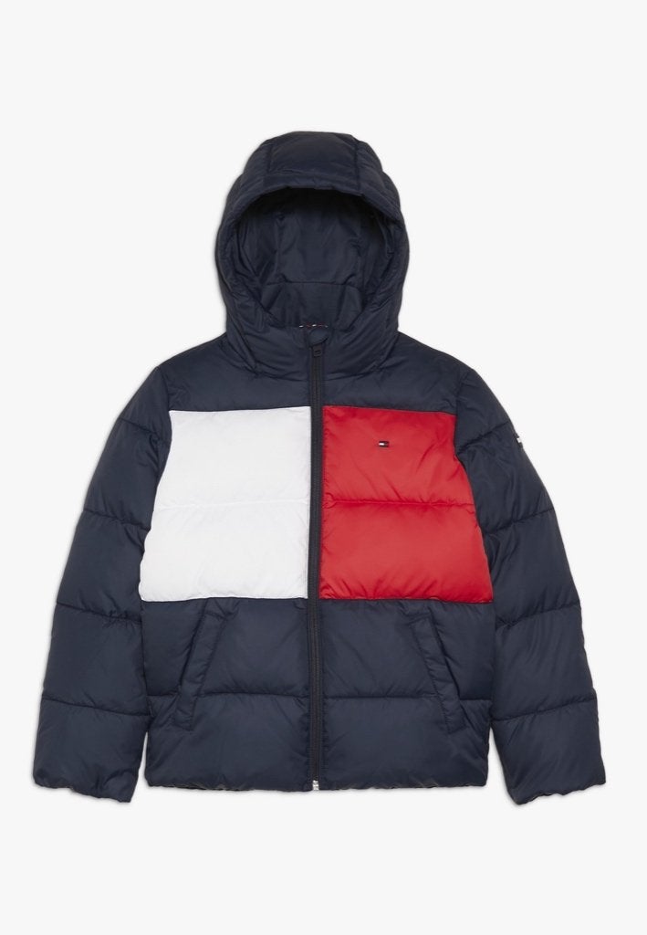 Kinder Tommy Hilfiger padded FLAG jas winterjas jacket 98, Gebruikt, Ophalen of Verzenden, Tommy Hilfiger, Jongen
