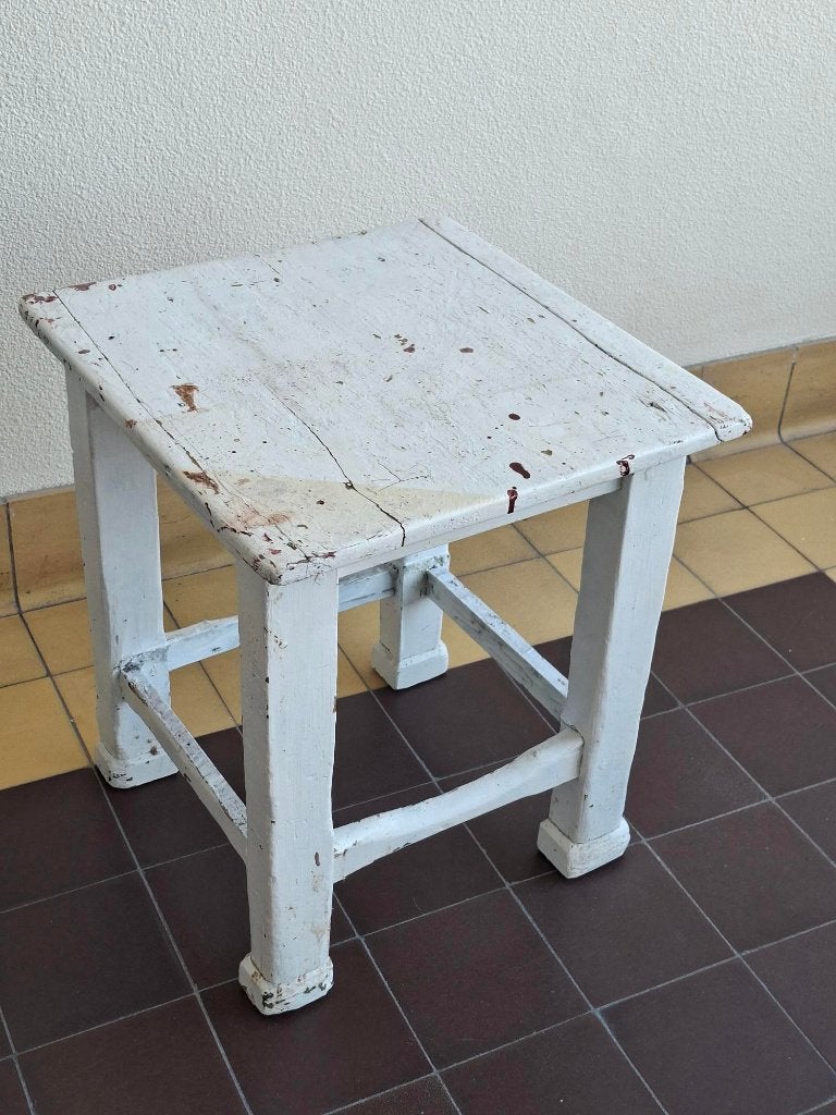 vintage industriële bijzettafel, kruk brocante doorleefd, Ophalen of Verzenden
