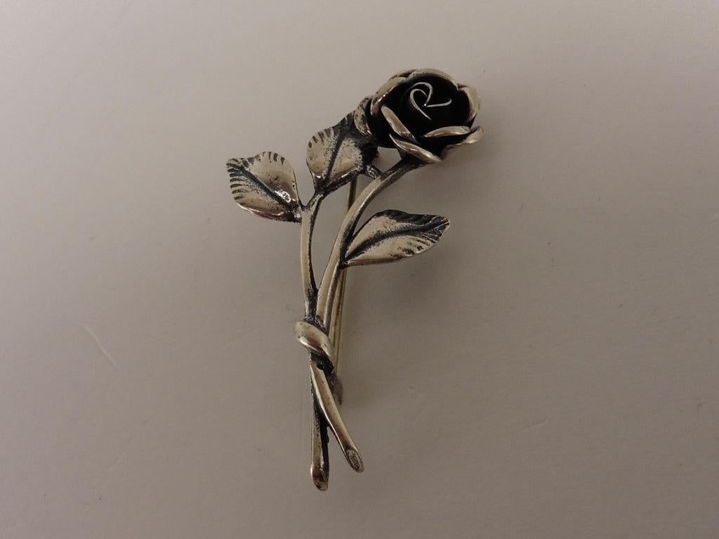 Zilveren Teka broche roosje                              Z79, 4 tot 7 cm, Gebruikt, ., Ophalen of Verzenden