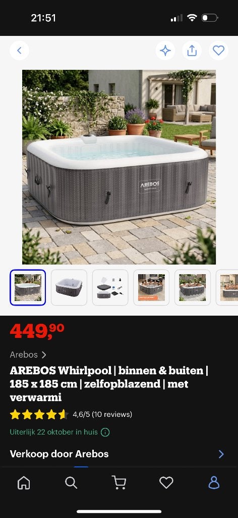AREBOS Whirlpool Jaccuzi, Tuin en Terras, Ophalen of Verzenden, Nieuw, Afdekzeil, Opblaasbaar