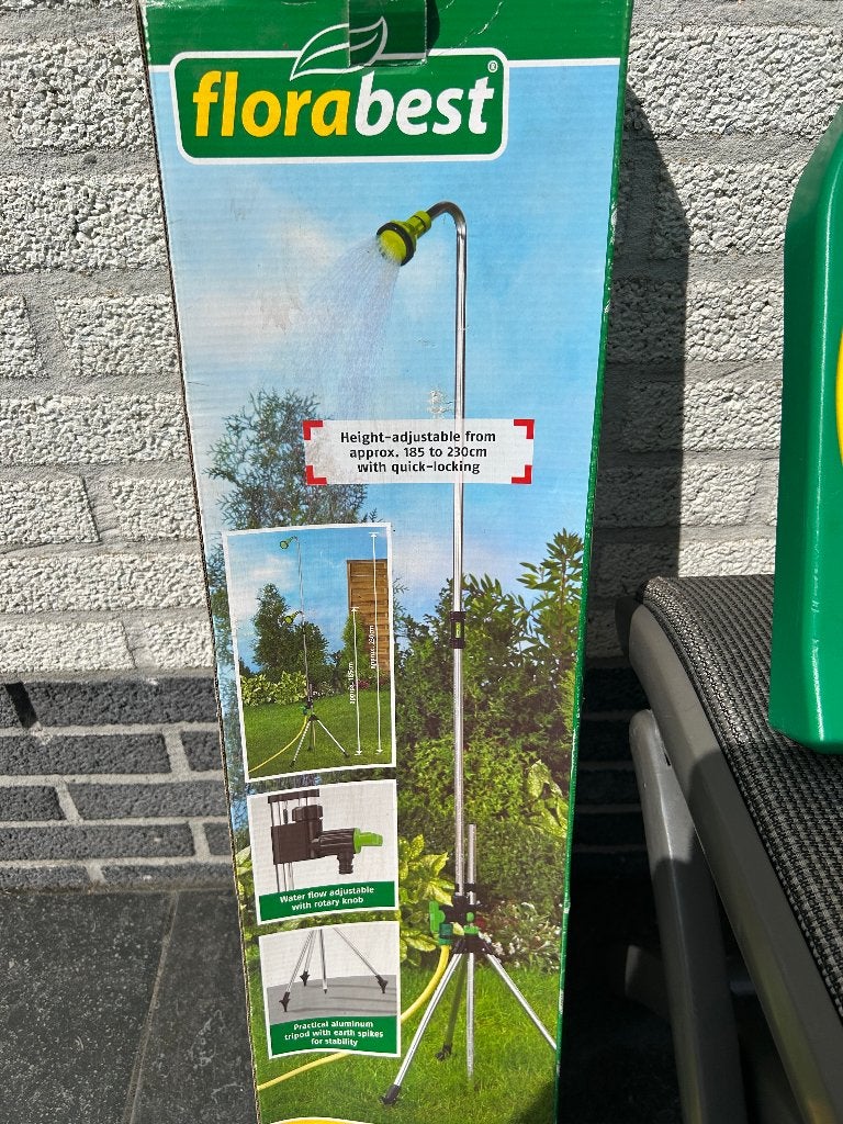 Camping douche, outdoor shower met oprolbare waterslang, Ophalen of Verzenden, Zo goed als nieuw