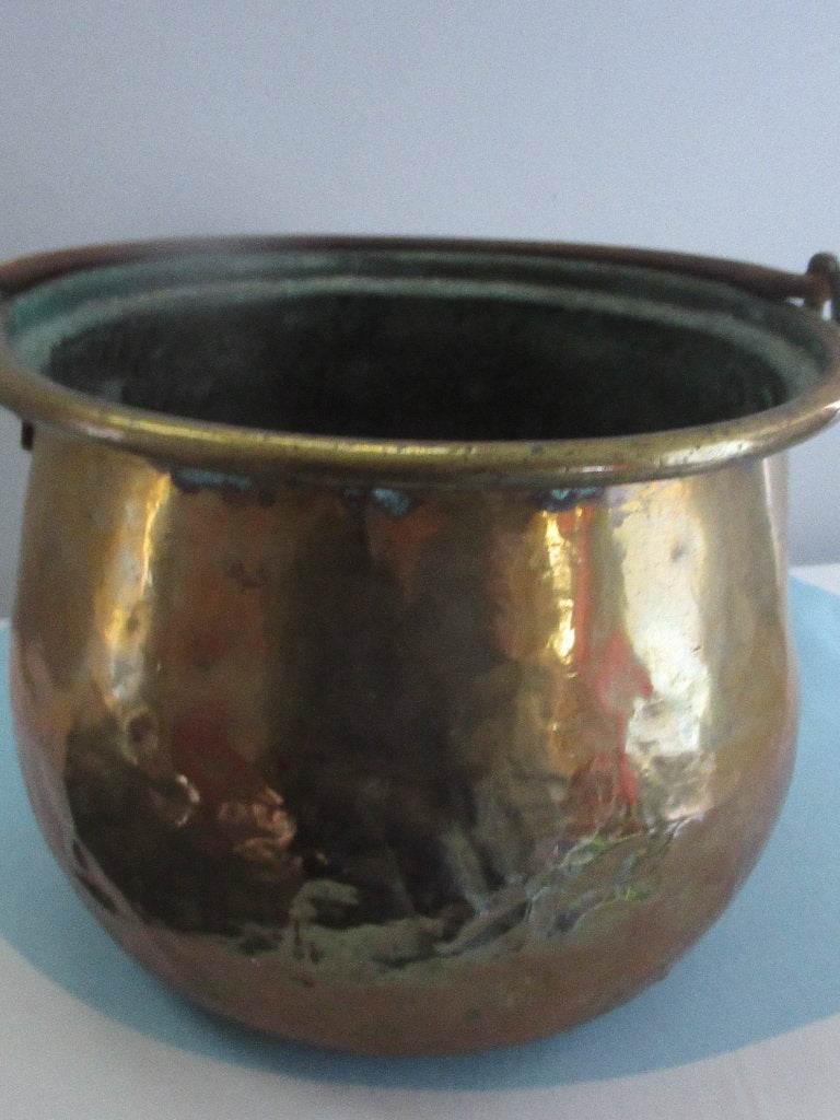 antieke geel KOPEREN KETEL met HENGSEL, Ophalen of Verzenden, Koper