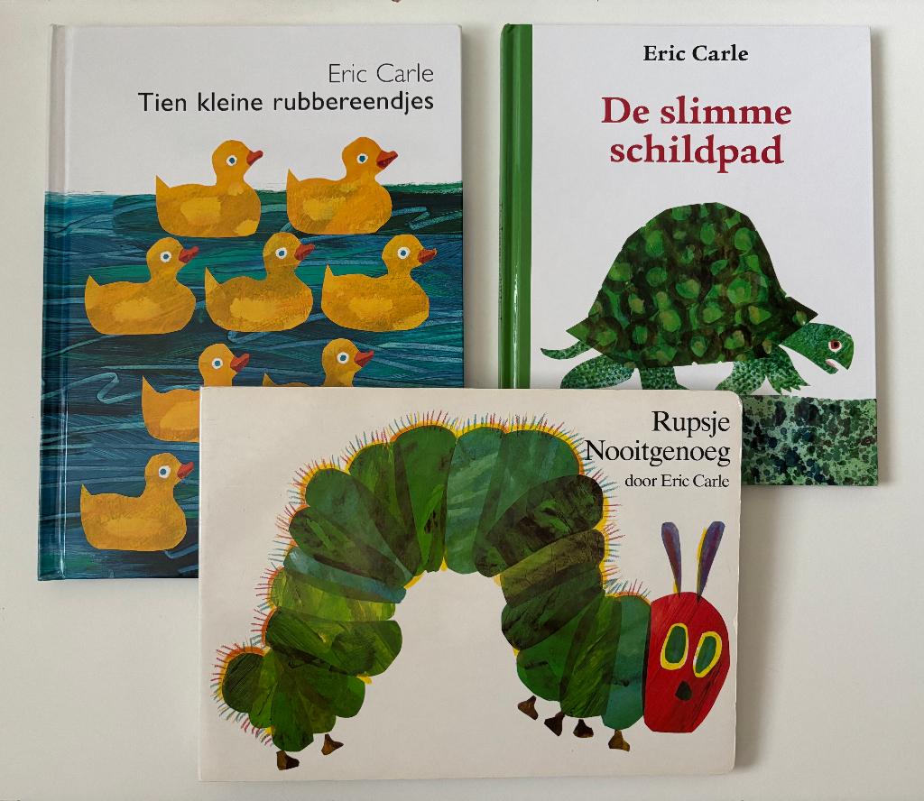 3:Rupsje nooit genoeg, schildpad, rubbereendjes - Eric Carle, Ophalen of Verzenden, Gelezen, Eric Carle