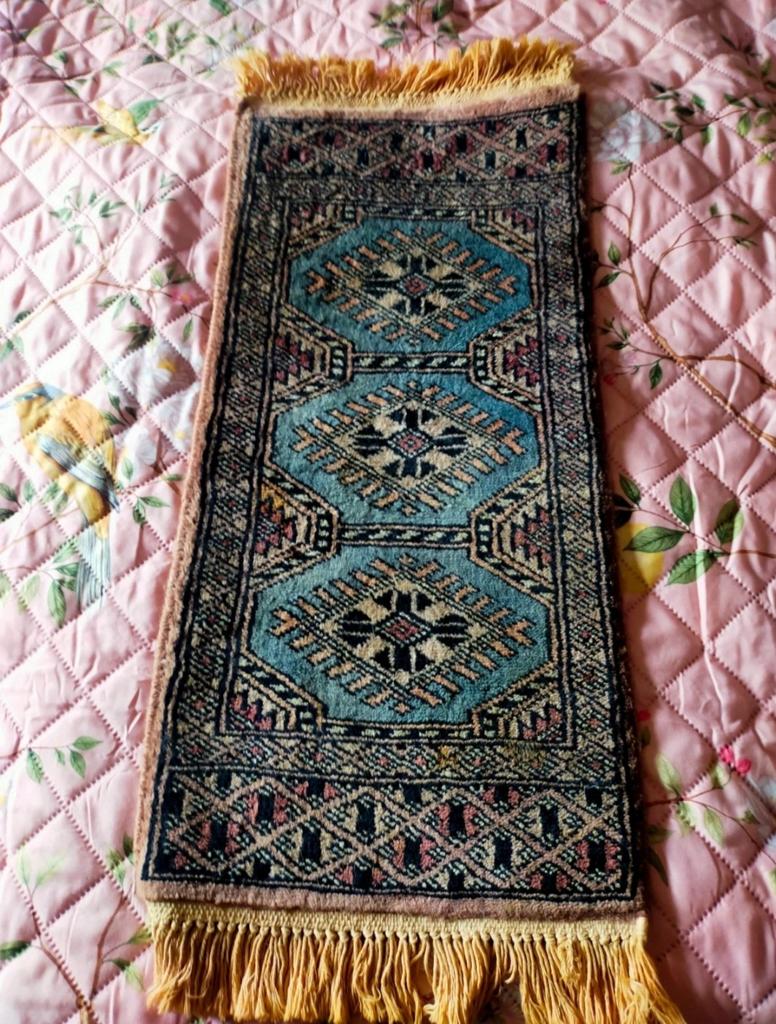 Vintage handgeknoopte tafelloper, Oosters patroon, Antiek en Kunst, Ophalen of Verzenden