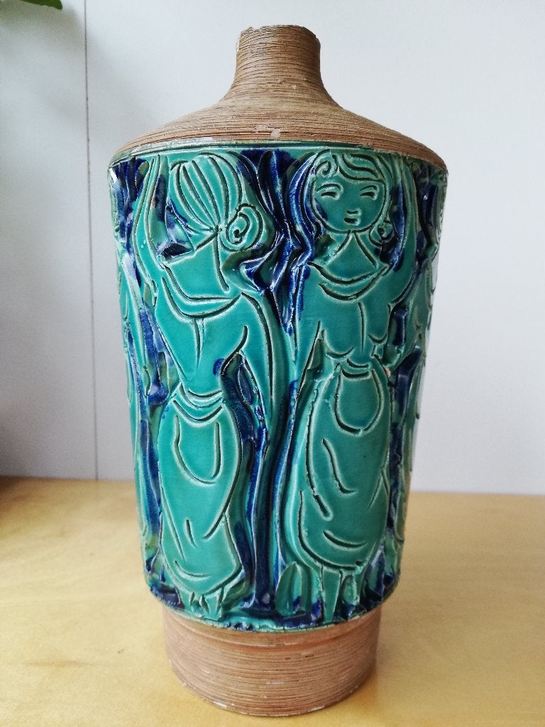 Vintage Italiaanse vaas met reliëf, Ophalen of Verzenden