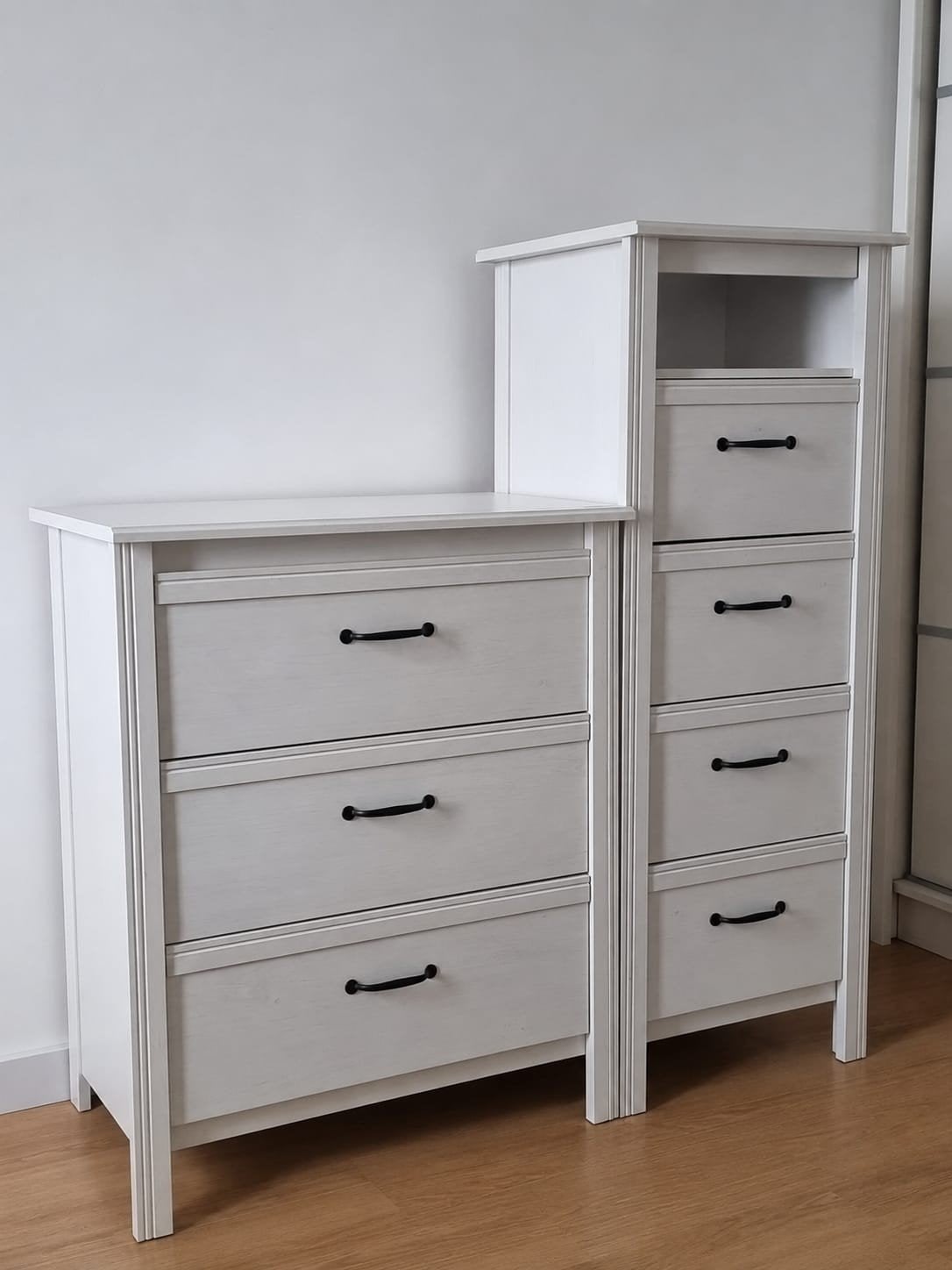 Witte ladekasten set - 2 stuks Ikea Brusali, 100 tot 150 cm, 5 laden of meer, 100 tot 150 cm, Ophalen of Verzenden