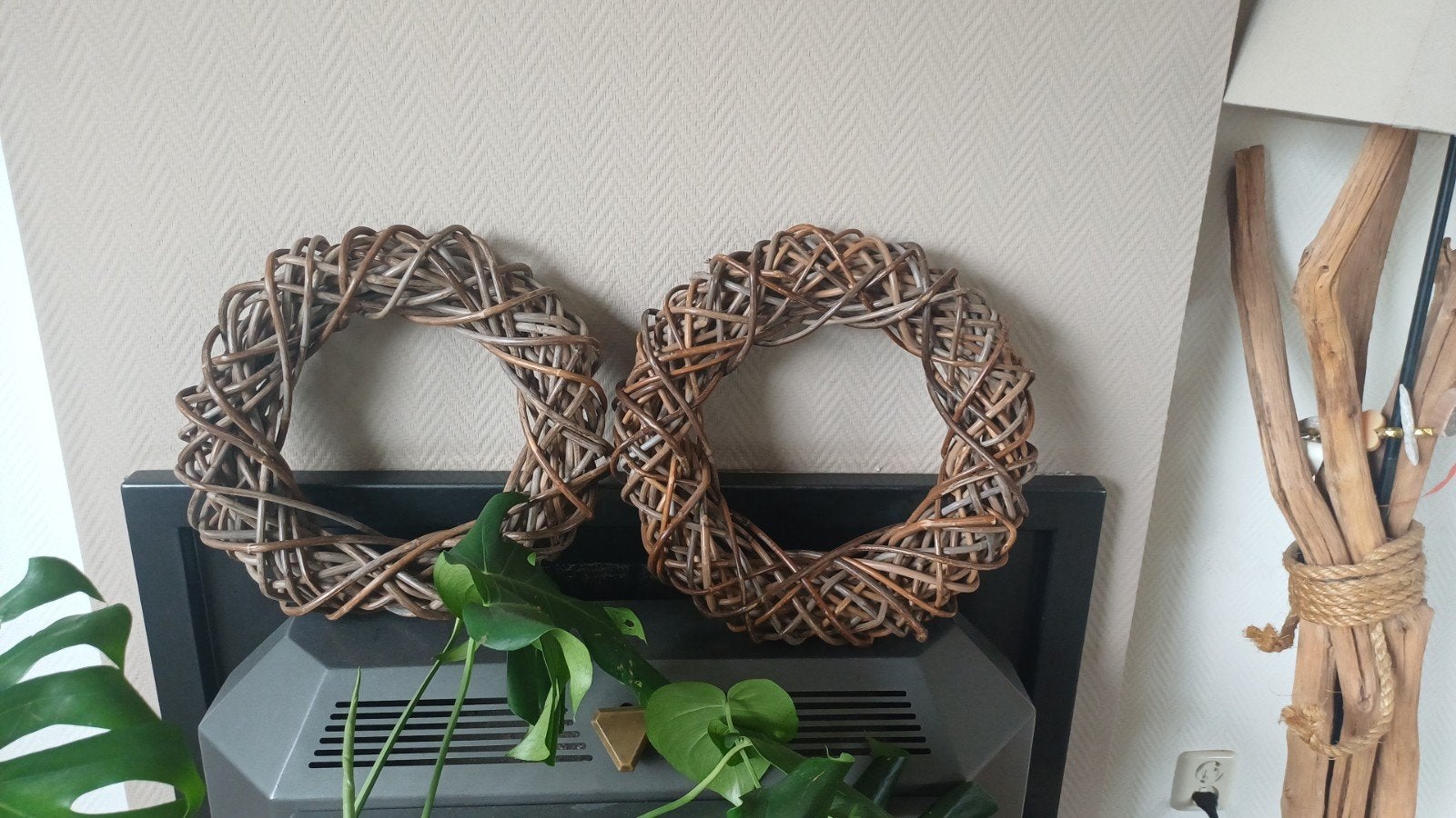 Set van 2 rotan kransen - Natuurlijke decoratie, Ophalen, Zo goed als nieuw