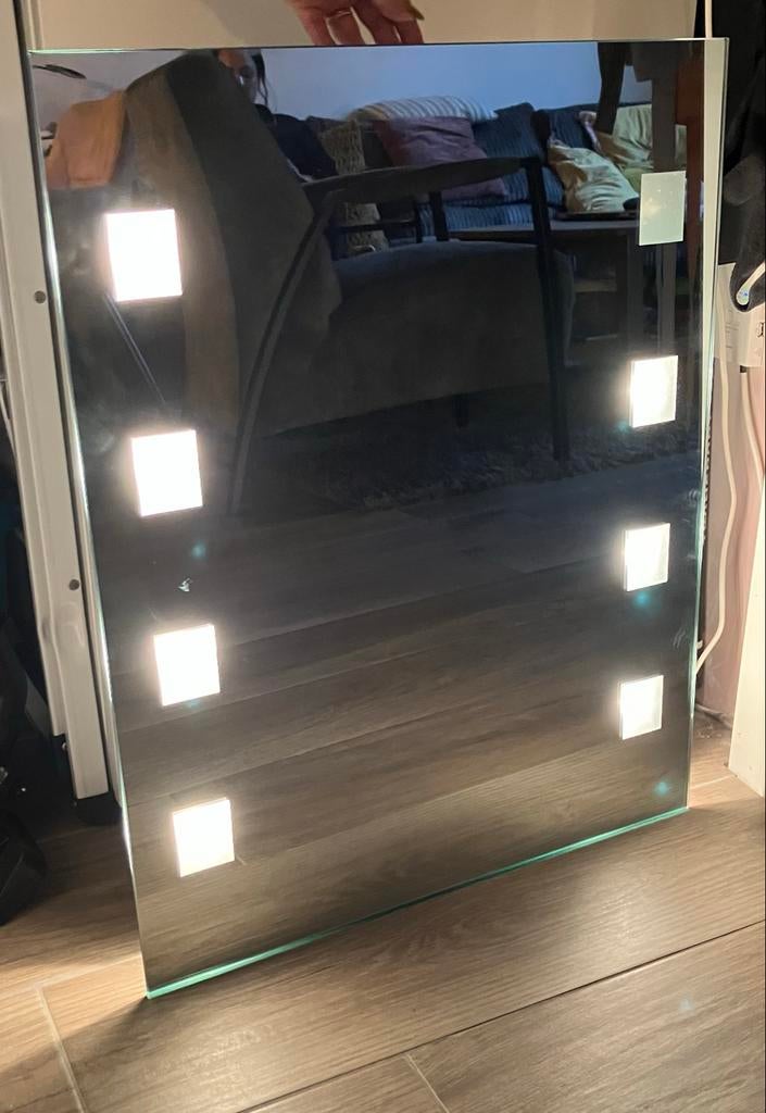 Visagiespiegel met verlichting, Huis en Inrichting, Woonaccessoires | Spiegels, Ophalen, Gebruikt, Minder dan 100 cm, Rechthoekig