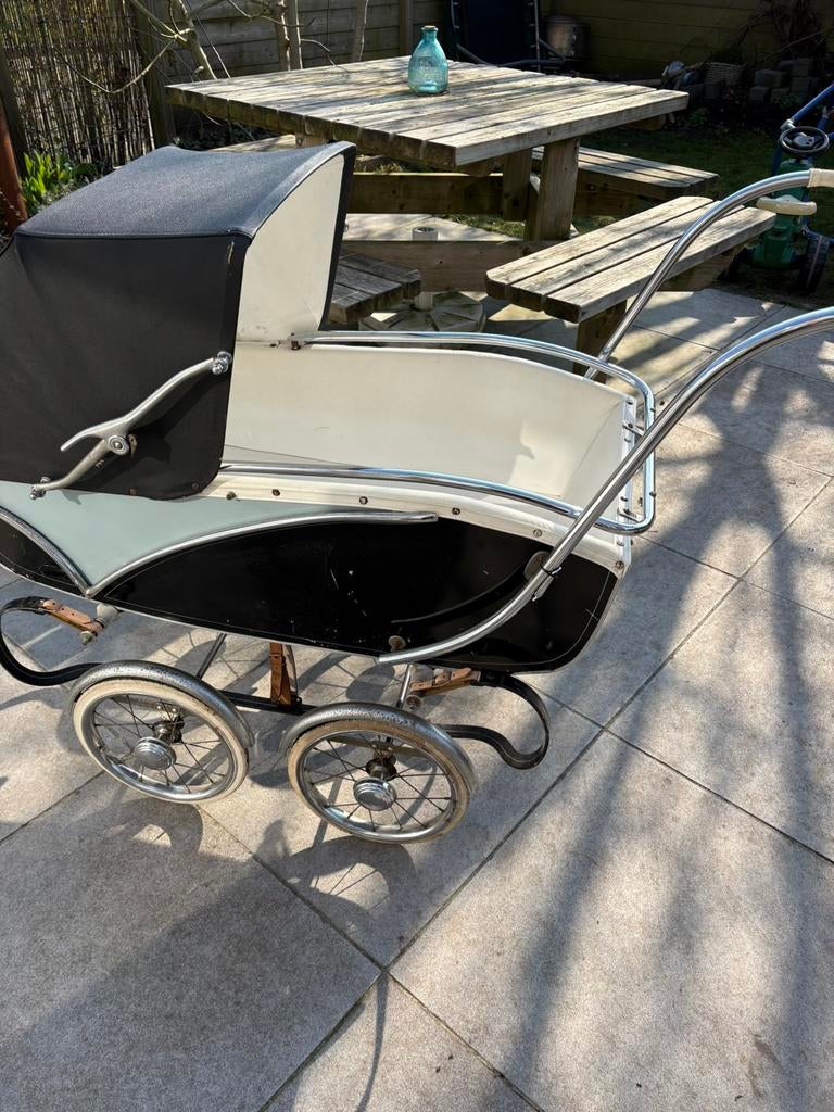Authentieke vintage Kinderwagen donkerblauw retro  fotoshoot, Ophalen, Gebruikt, Kinderwagen, Overige merken