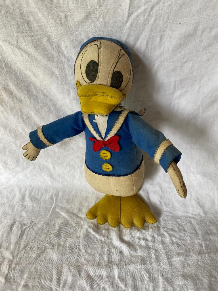 Donald Duck vintage vilten pop, Gebruikt, Beeldje of Figuurtje, Onbekend, Ophalen of Verzenden