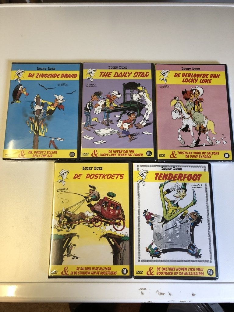 LUCKY LUKE 5 verschillende DVD'S, orig. nieuw in seal!, Tekenfilm, Nieuw in verpakking, Alle leeftijden, Amerikaans