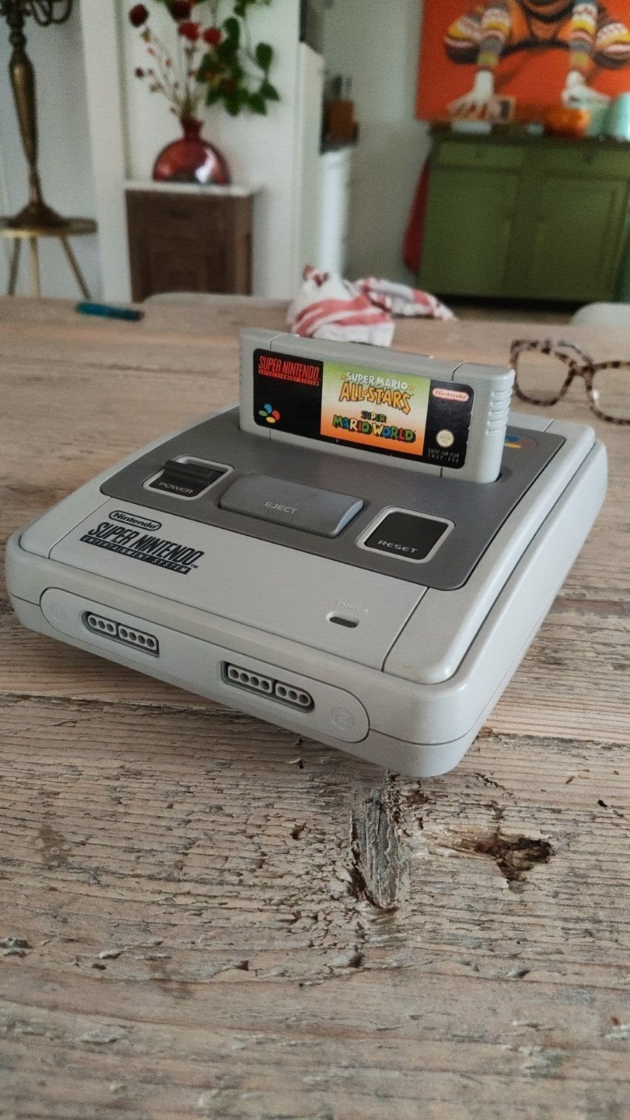 Keurige Super Nintendo + Mario Allstars/ Mario World game, Spelcomputers en Games, Ophalen of Verzenden, Zo goed als nieuw, Met 1 controller