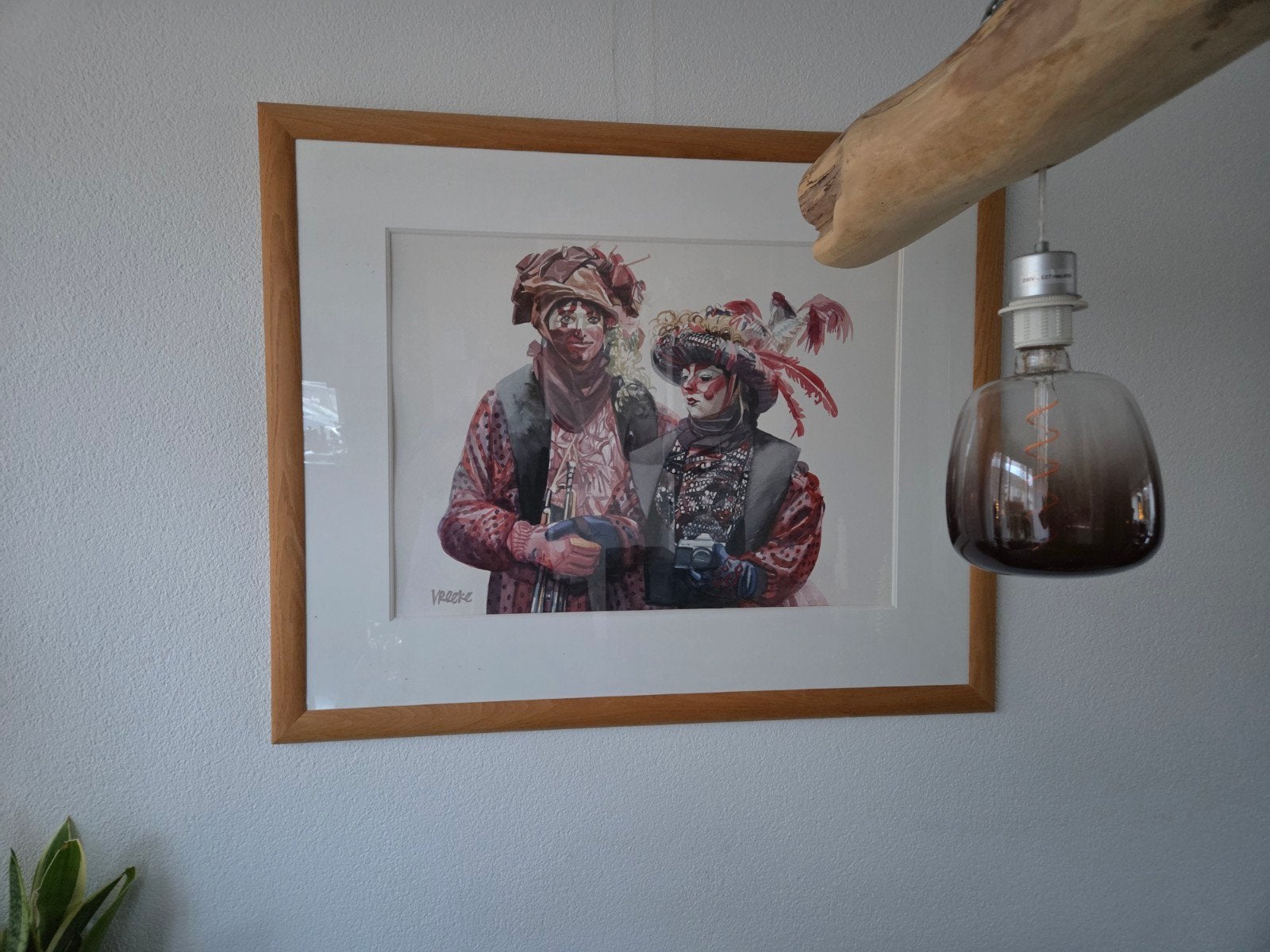 Aquarel Jack Vreeke: Carnavalvierders (56x76 cm), Antiek en Kunst, Kunst | Schilderijen | Klassiek, Ophalen