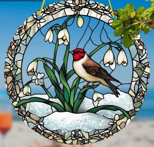Raamhanger Vogel met sneeuwklokjes, Ophalen of Verzenden, Nieuw