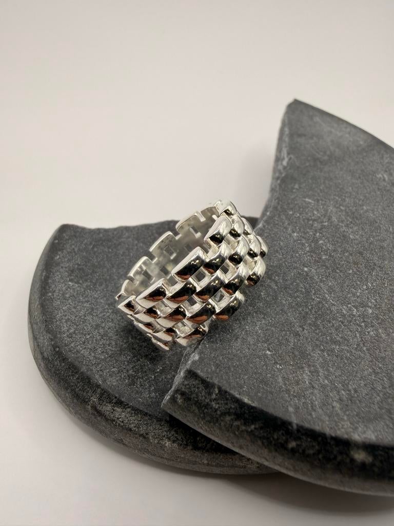 925 Zilveren Rollie Ring - Tijdloos Design, Gebruikt, 19 tot 20, Ophalen of Verzenden, Dame of Heer