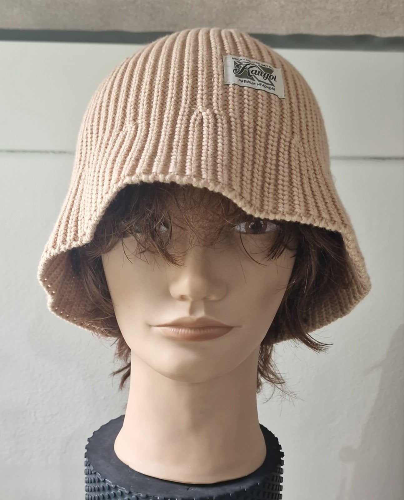 Kangol gebreide bucket hat - Beige, Ophalen, Hoed, One size fits all, Zo goed als nieuw