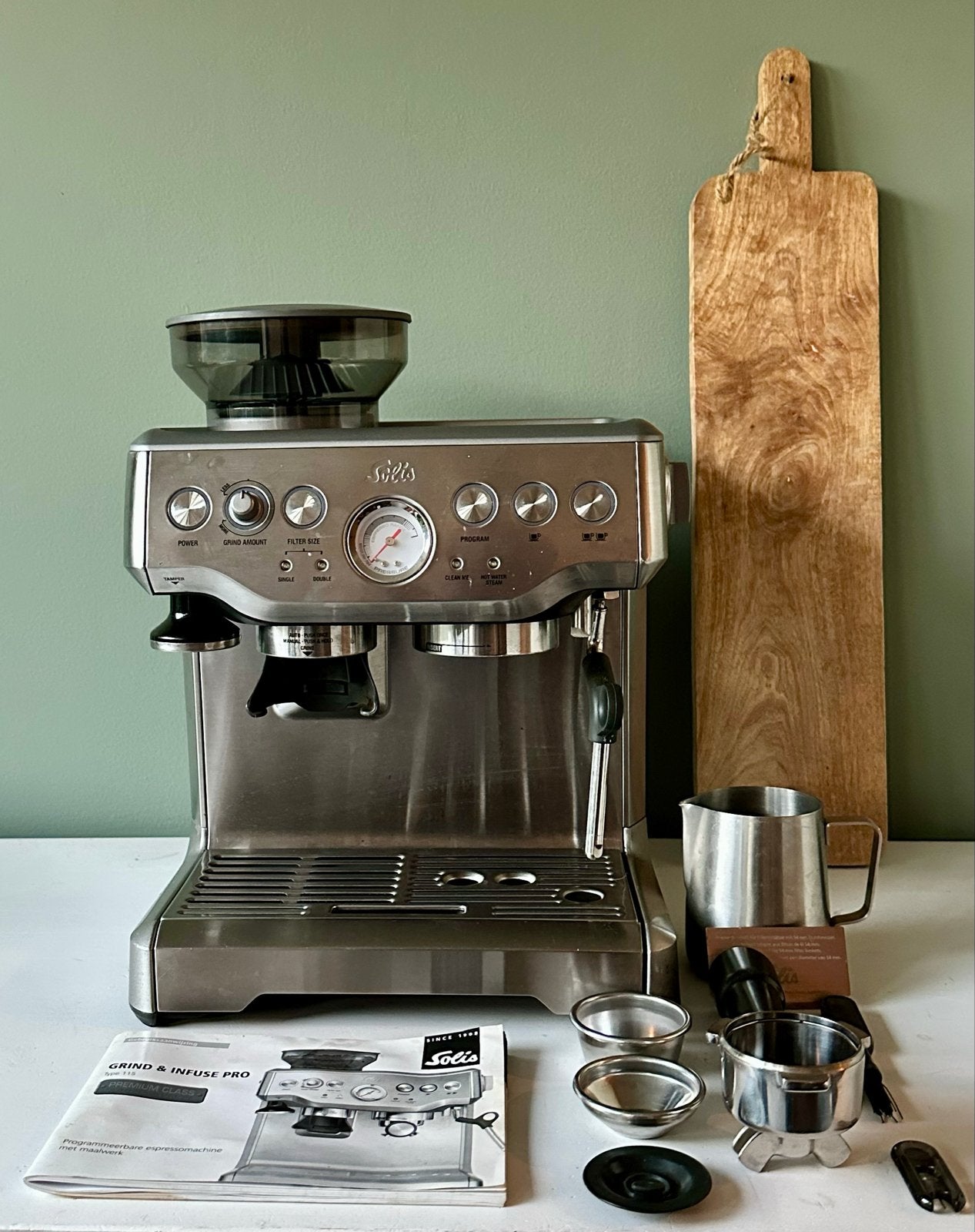 Solis Grind & Infuse Pro Type 115 Espressomachine, Ophalen, Espresso apparaat, Zo goed als nieuw, 2 tot 4 kopjes