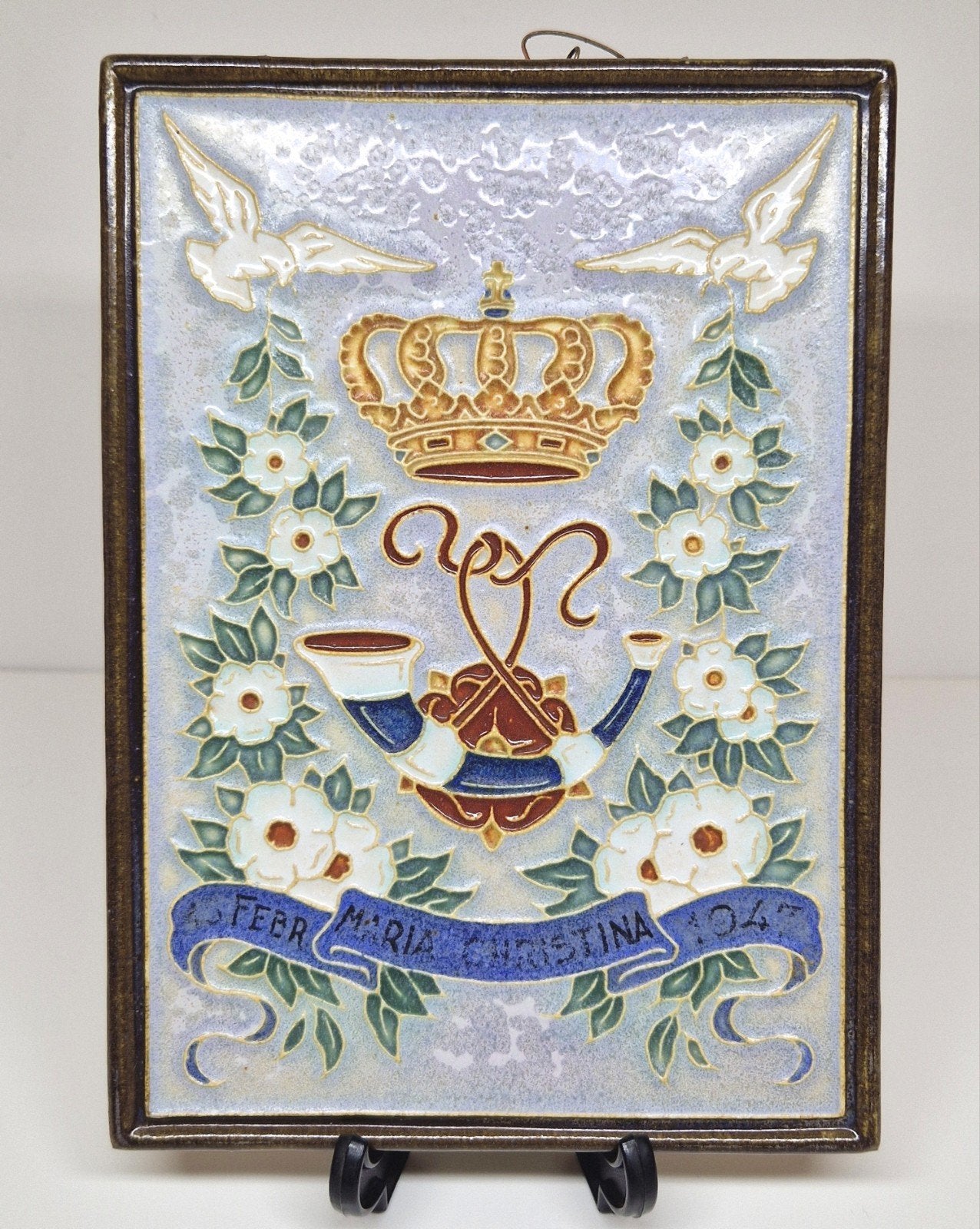 Cloisonné tegel Maria Christina De Porceleyne Fles Delft., Ophalen
