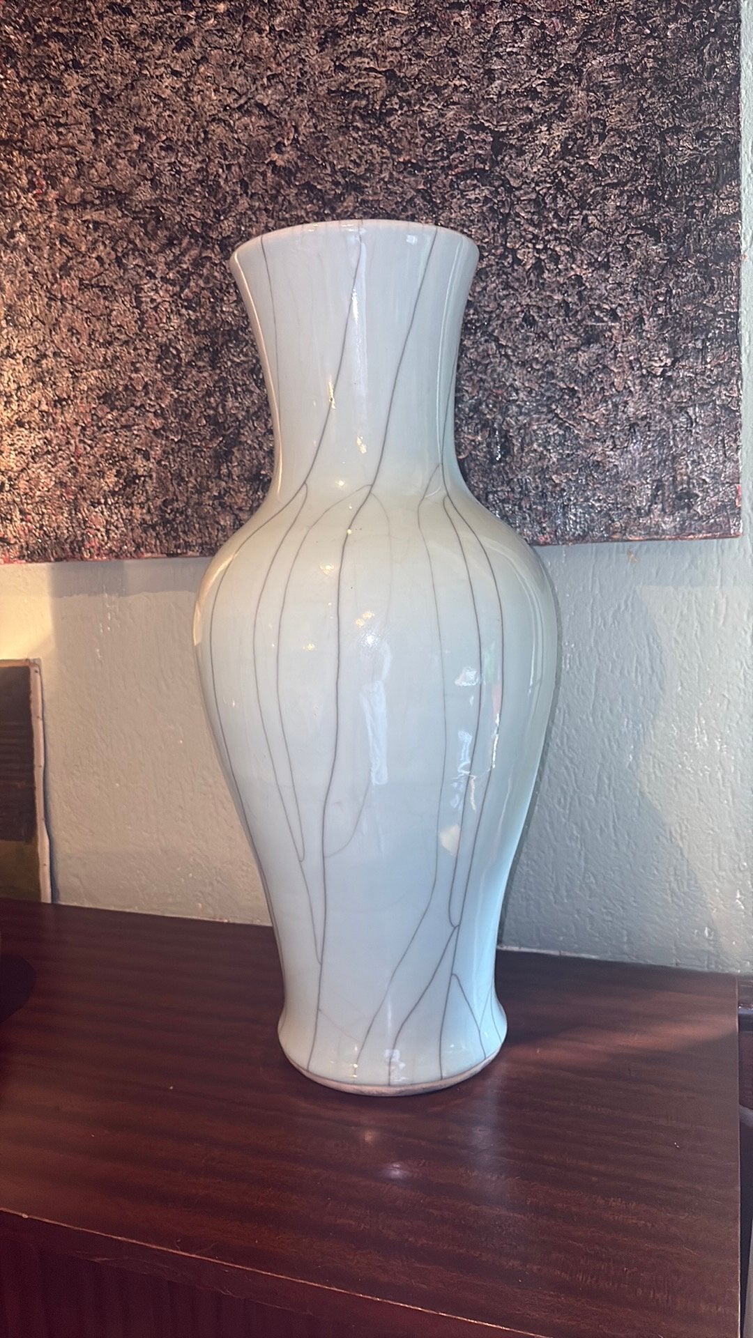 Vaas Guan ? Celadon, Ophalen, 61 cm, Blauw, Handgemaakt