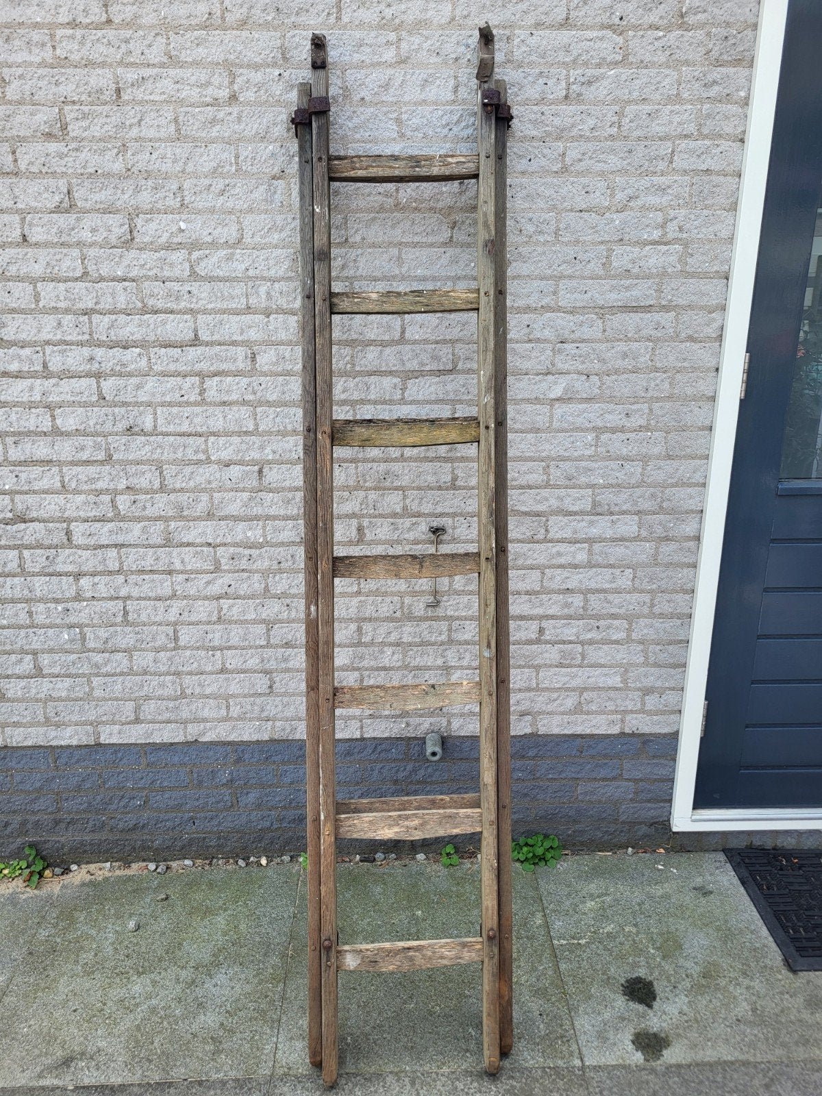 Houten schuif ladder, Ophalen, Gebruikt, 4 meter of meer