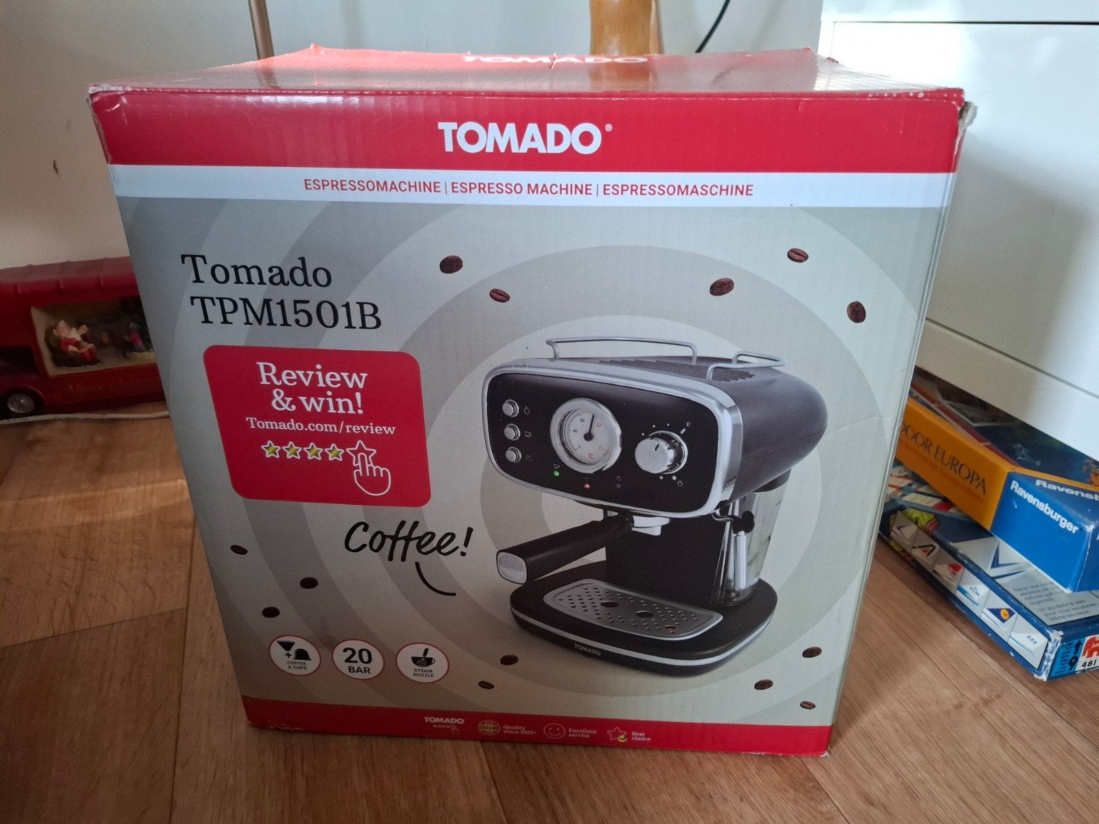 Tomado TPM1501B Espressomachine, Ophalen, Espresso apparaat, 10 kopjes of meer, Gemalen koffie