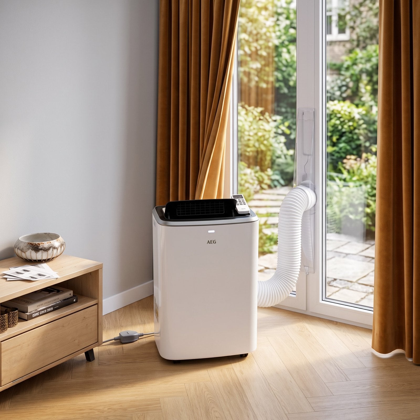 12.000 BTU AEG Mobiele Airco AXP34U838BW + Garantie, Ophalen, Minder dan 60 m³, 3 snelheden of meer, Zo goed als nieuw