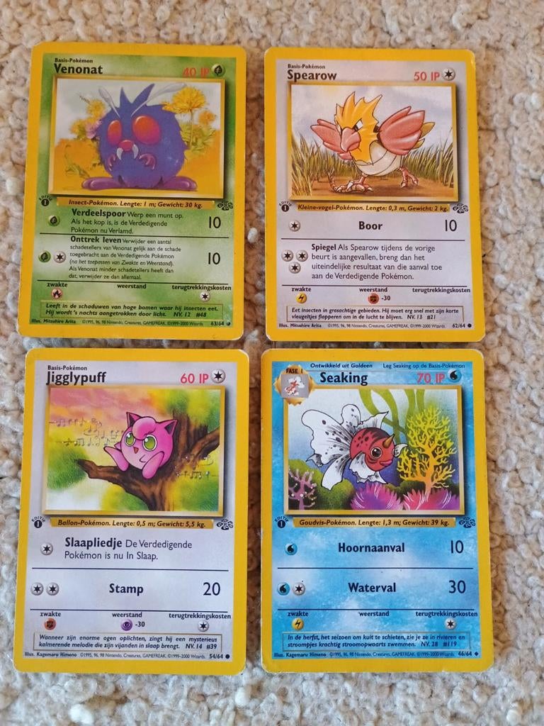 Set oude 1st edition / 1e editie jungle set pokemon kaarten, Ophalen of Verzenden, Zo goed als nieuw, Meerdere kaarten
