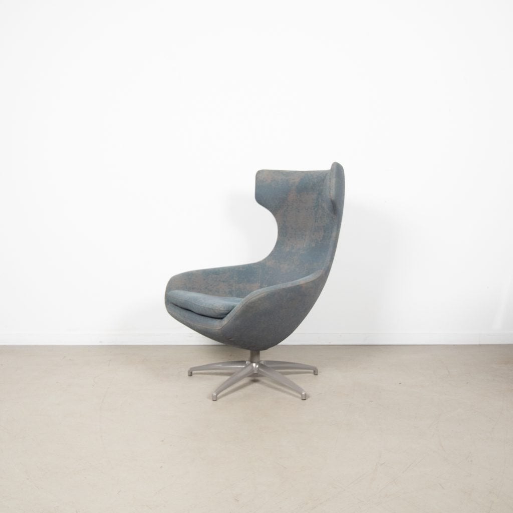 Leolux Caruzzo Plus Fauteuil Blauw Gemêleerd Stof, Niet ingevuld, Zo goed als nieuw, Niet ingevuld, Niet ingevuld