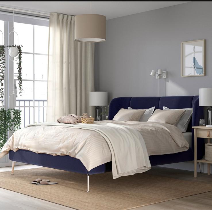 Tufjord Ikea Bed, Blauw, Tweepersoons, Ophalen of Verzenden, Zo goed als nieuw