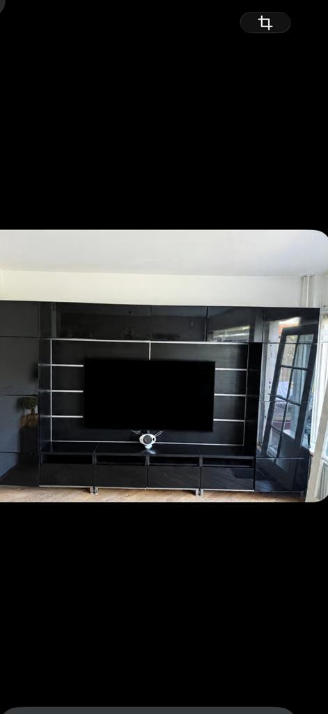 Cinewall Tv meubel hoogglans zwart, Ophalen, 200 cm of meer, Zo goed als nieuw, 200 cm of meer