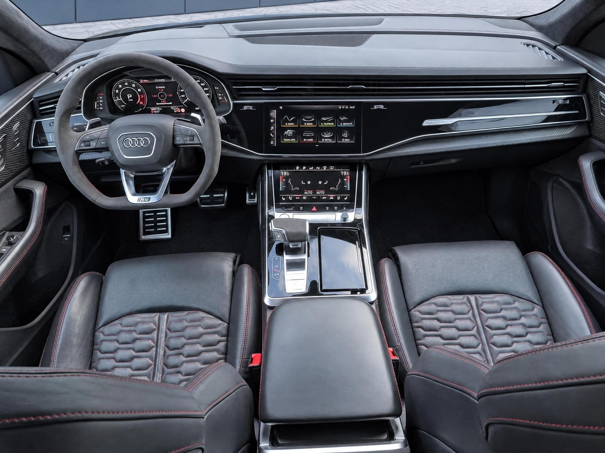 Audi Q8 4.0 TFSI RS Q8 quattro 600pk | Keramische remschijve, Auto's, Automaat, Gebruikt, Zwart, 156 €/maand