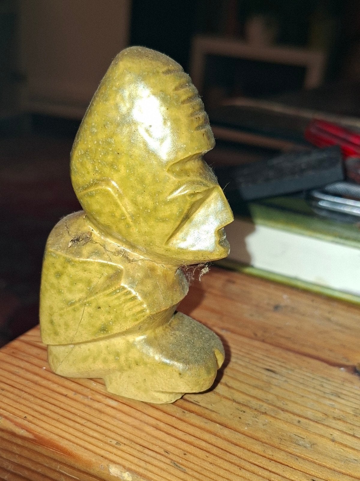Uniek groen stenen beeldje - Abstracte figuur, Antiek en Kunst, Ophalen, Minder dan 20 cm, Handgemaakt, Steen of Keramiek