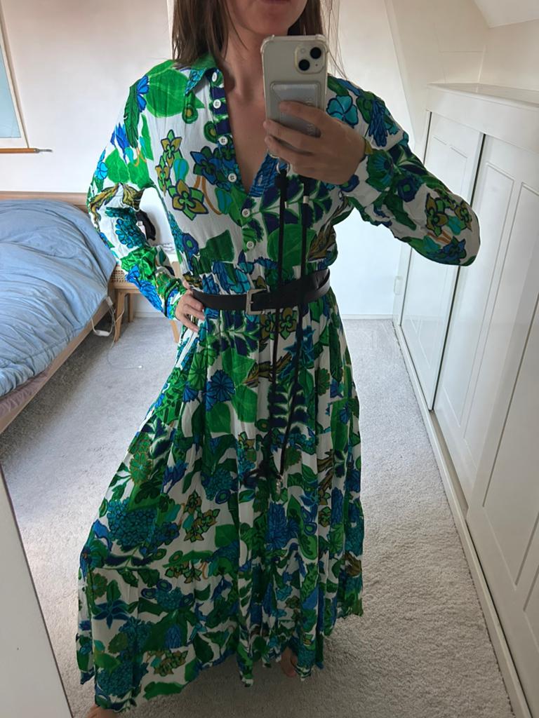 Stieglitz bloemenjurk S/ 36, Kleding | Dames, Ophalen of Verzenden, Zo goed als nieuw, Maat 36 (S), Boven de knie
