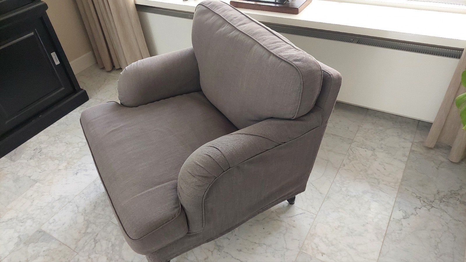 Comfortabele grijze fauteuil Stocksund - in goede staat, Ophalen, Zo goed als nieuw, Stof, Modern, comfortabel