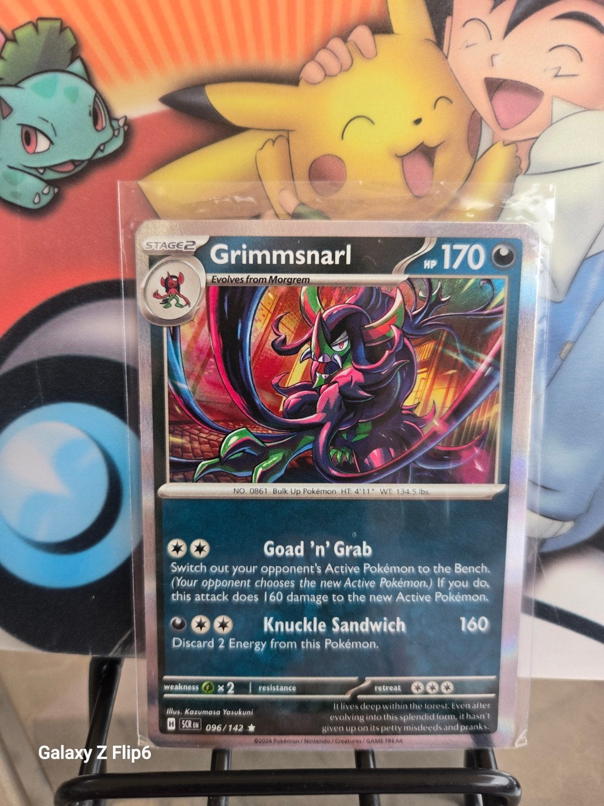 Pokémon Kaart: Grimmsnarl VMAX (096/142), Ophalen of Verzenden, Zo goed als nieuw, Losse kaart