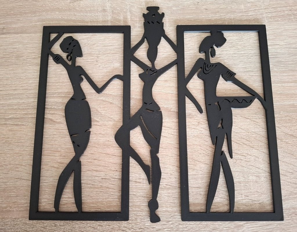 Muurdecoratie 3D-tekening Afrikaanse vrouwen, Ophalen of Verzenden