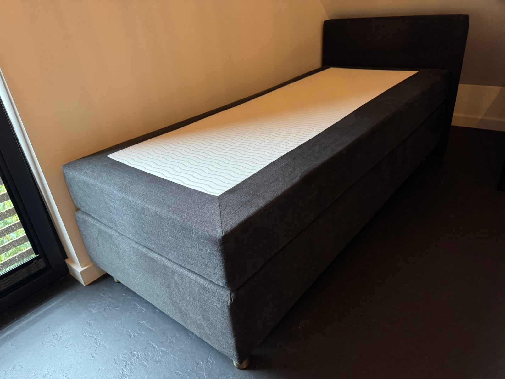 Boxspring 1 persoon, Huis en Inrichting, Ophalen, 90 cm, Eenpersoons, Zo goed als nieuw
