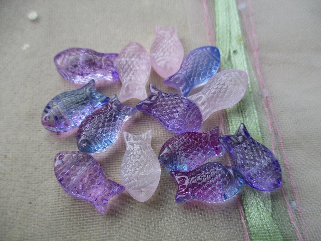 971/ mix paars/roze tsjechische crystal vis kralen, Ophalen of Verzenden, Nieuw, Kraal