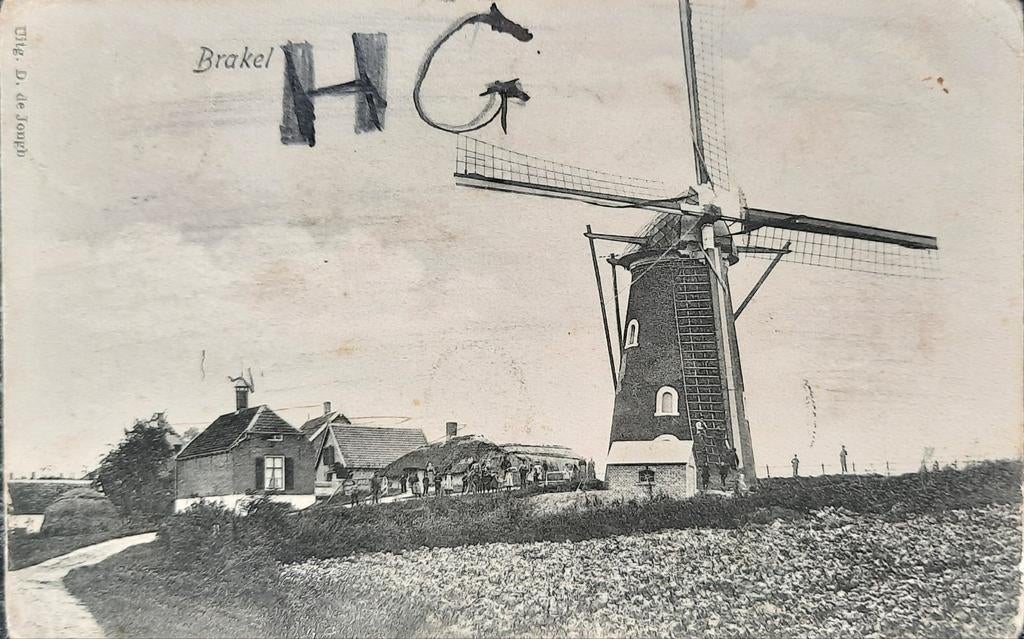 Ansichtkaart molen Brakel, Verzamelen, Ansichtkaarten | Nederland, Ophalen of Verzenden, Voor 1920