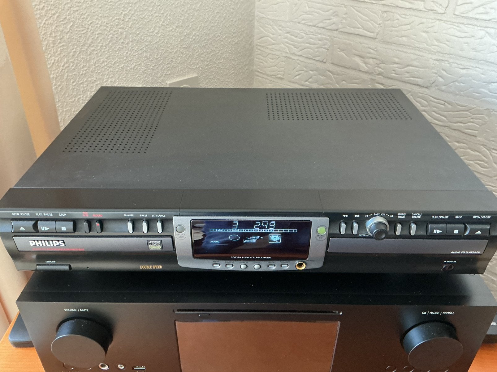 Philips CDR 775 dubbeldeck cd recorder, Ophalen of Verzenden, Gebruikt, Philips