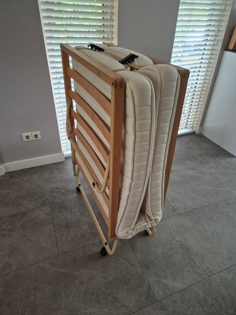 Inklapbed 80x200, Ophalen, Verstelbaar, Eenpersoons, Bruin