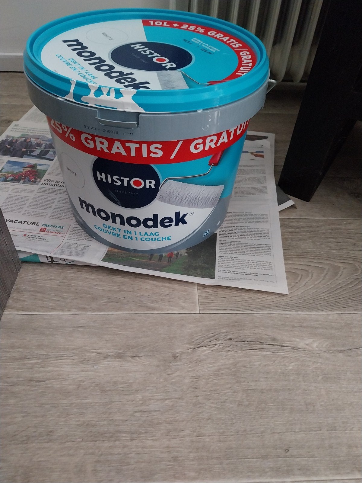 Histor Monodek Muurverf Wit - 10L + 25% gratis, Ophalen, Wit, 10 tot 15 liter, Verf