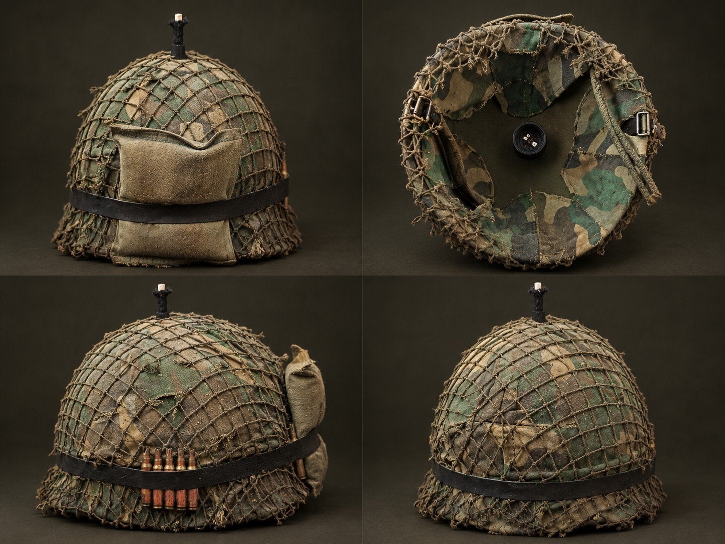 plafondlamp van een echte legerhelm, Gebruikt, Overige stijlen, Groen, Plafondlamp