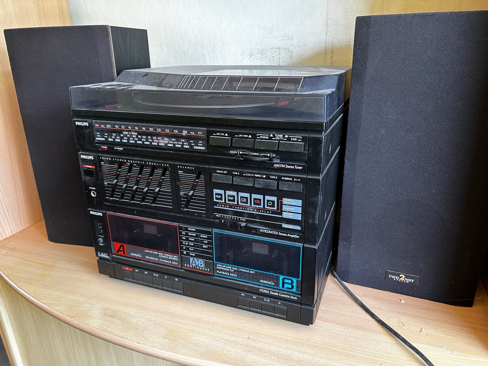 Philips Stereo Set met Platenspeler, Dubbel Cassettedeck, Audio, Tv en Foto, Stereo-sets, Ophalen, Philips, Gebruikt, Cassettedeck