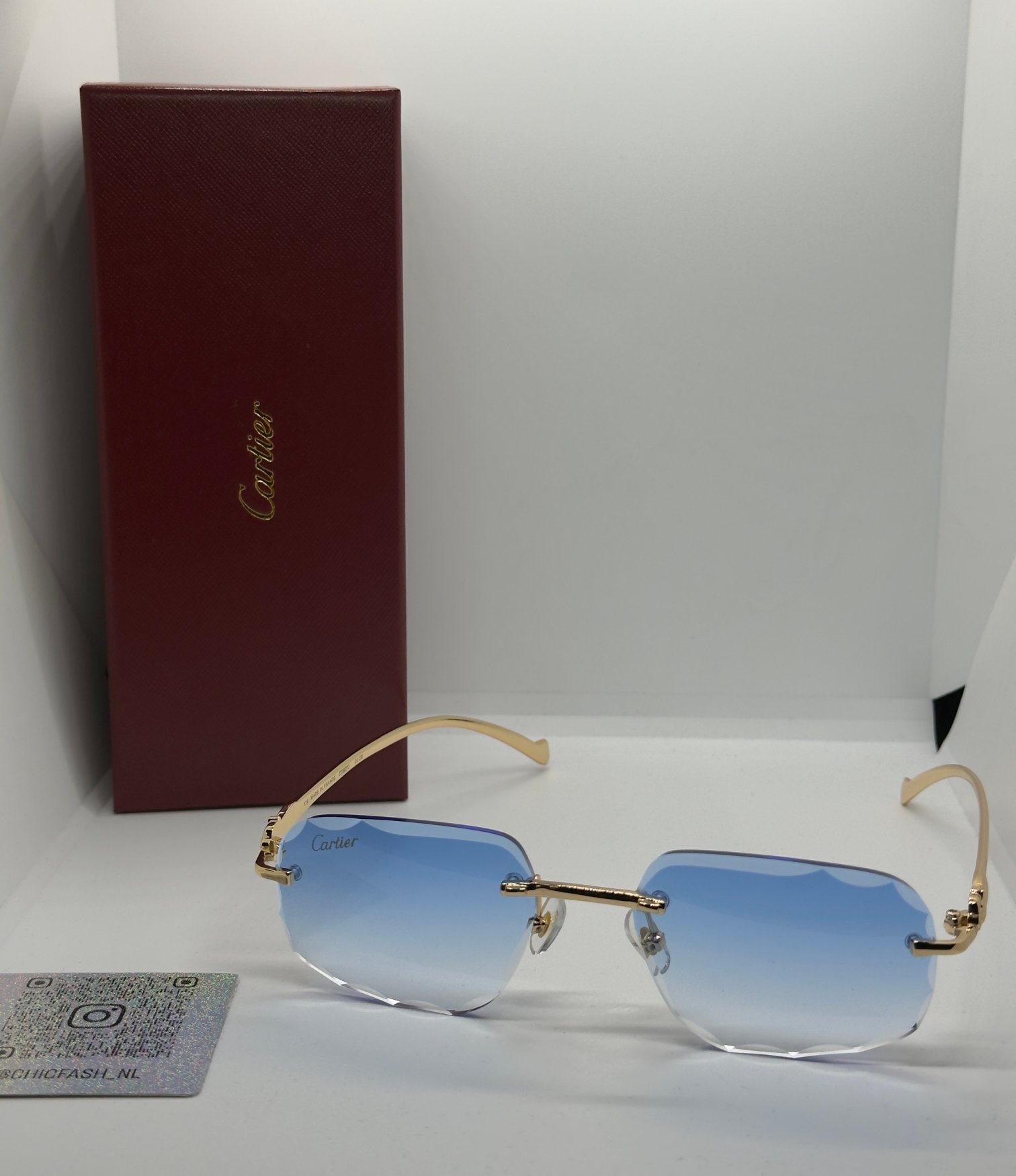 Cartier Diamond cut Panter bril Sky Blue, Ophalen of Verzenden, Zo goed als nieuw, Overige kleuren, Ray-Ban