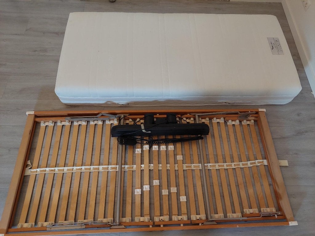 elec. Bedbodem incl. Mediactive traagschuim matras NIEUW, Ophalen, 90 cm, Eenpersoons, Nieuw