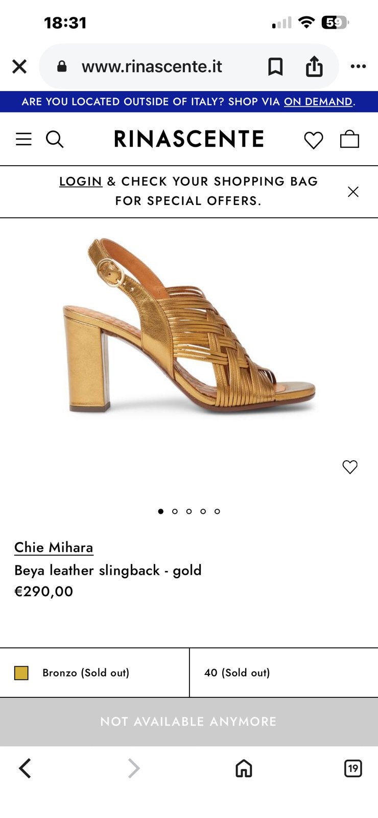 Chie mihara goud bronzen feest schoenen gala 41, Kleding | Dames, Overige kleuren, Ophalen of Verzenden, Zo goed als nieuw, Schoenen met hoge hakken