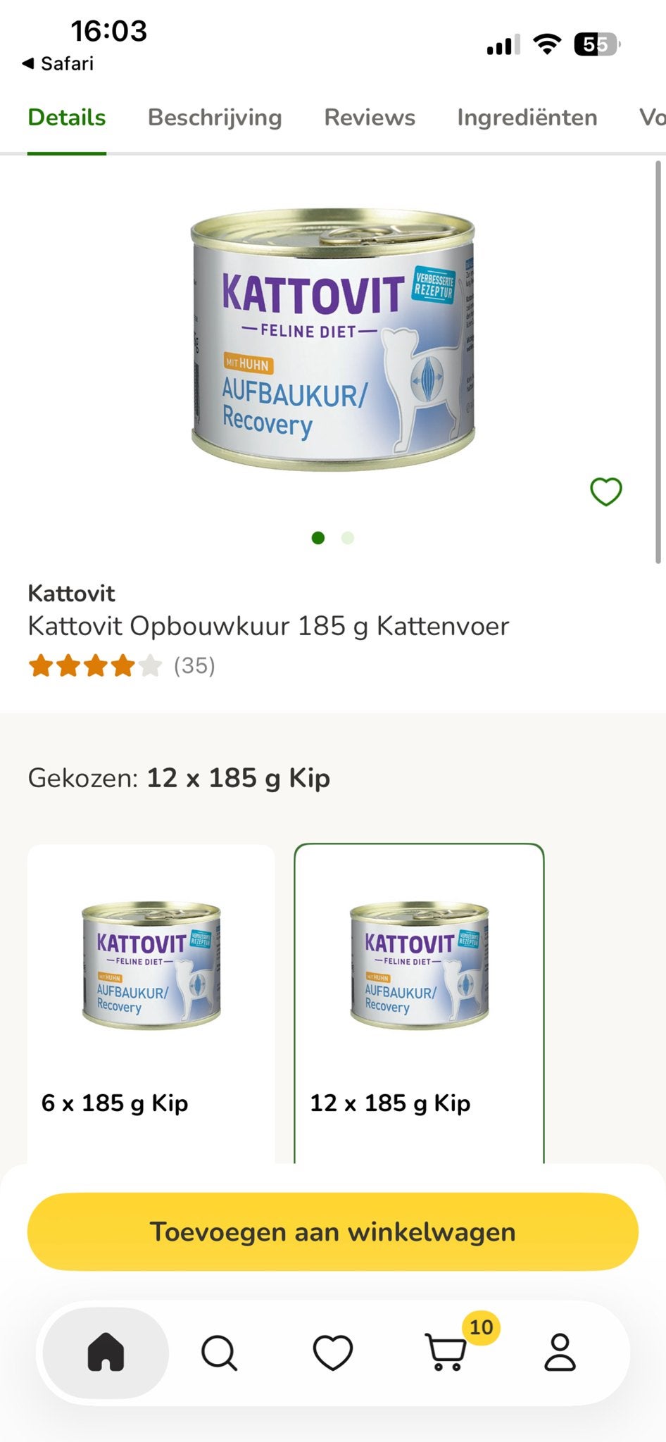 Kattovit recovery drink 10 blikjes, Ophalen of Verzenden, Nieuw