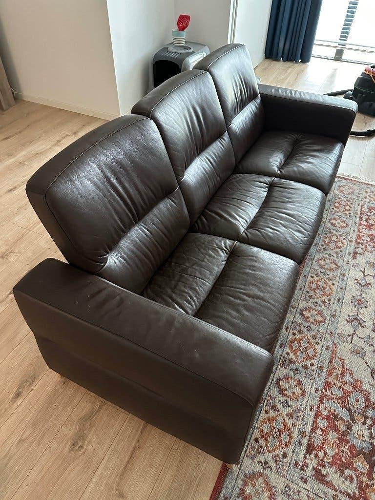 Donker bruine bank 3-zits van Stressless, Ophalen, Gebruikt, 150 tot 200 cm, Driepersoons